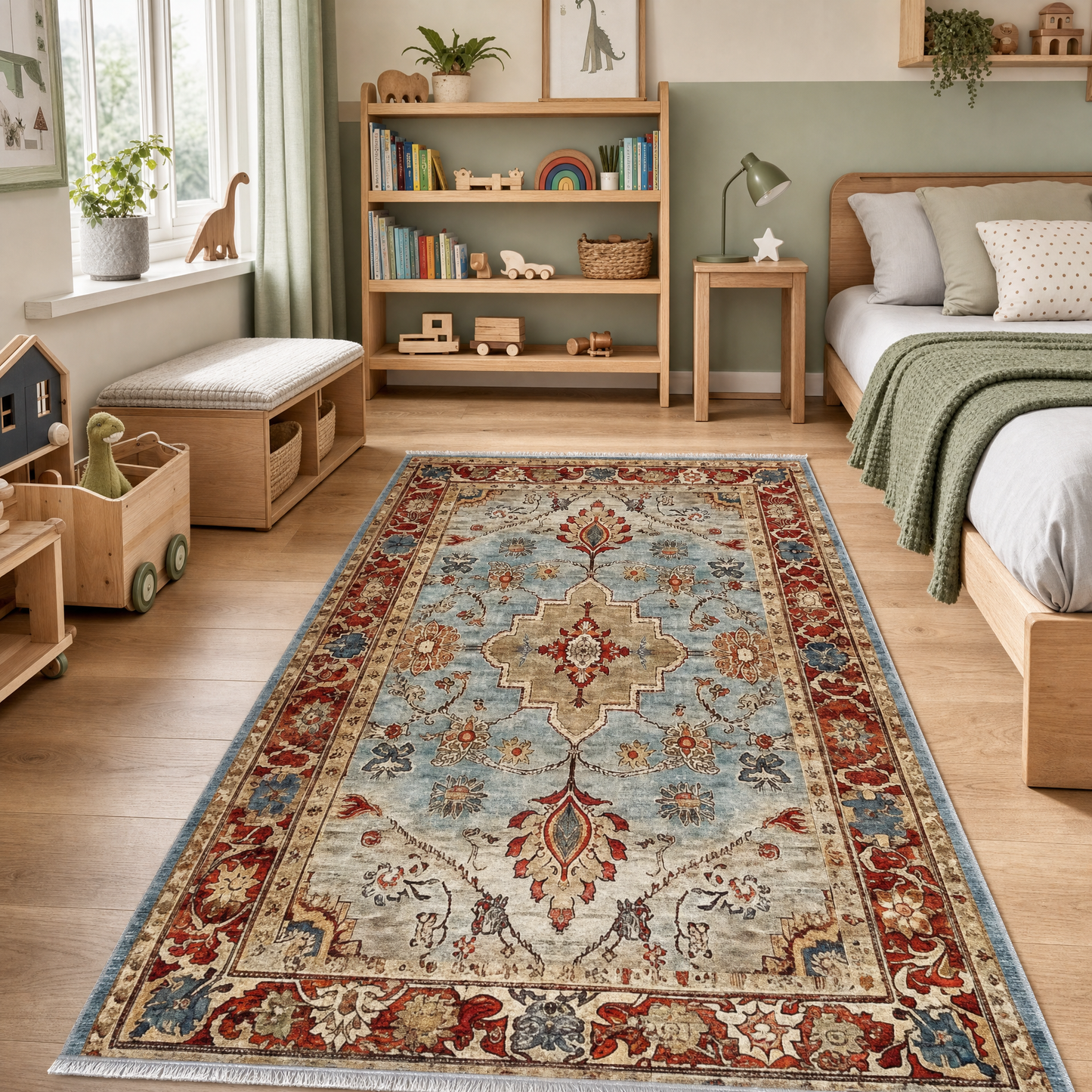 RW3032 washable chenille area rug, pet and kid friendly