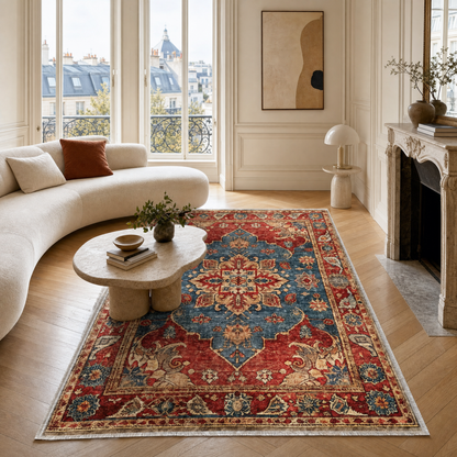RW3033 washable chenille area rug in a modern living room