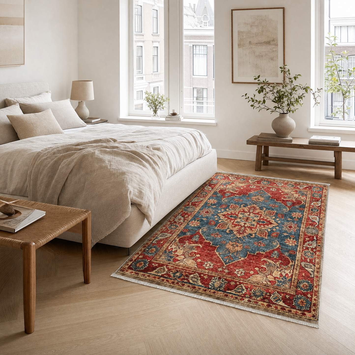 RW3033 washable area rug in a modern bedroom