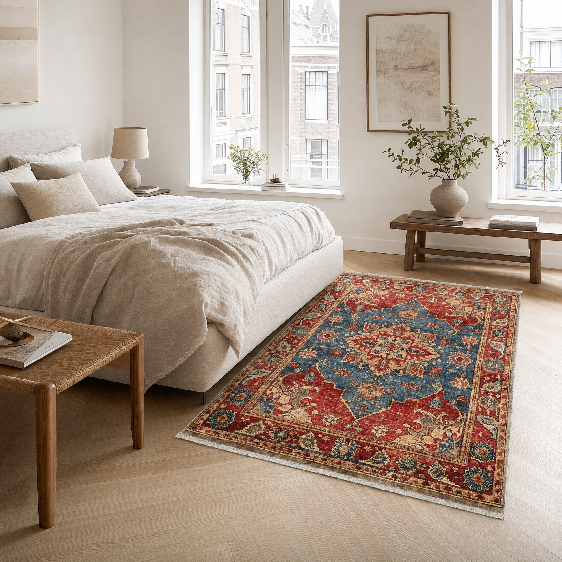 RW3033 washable area rug in a modern bedroom