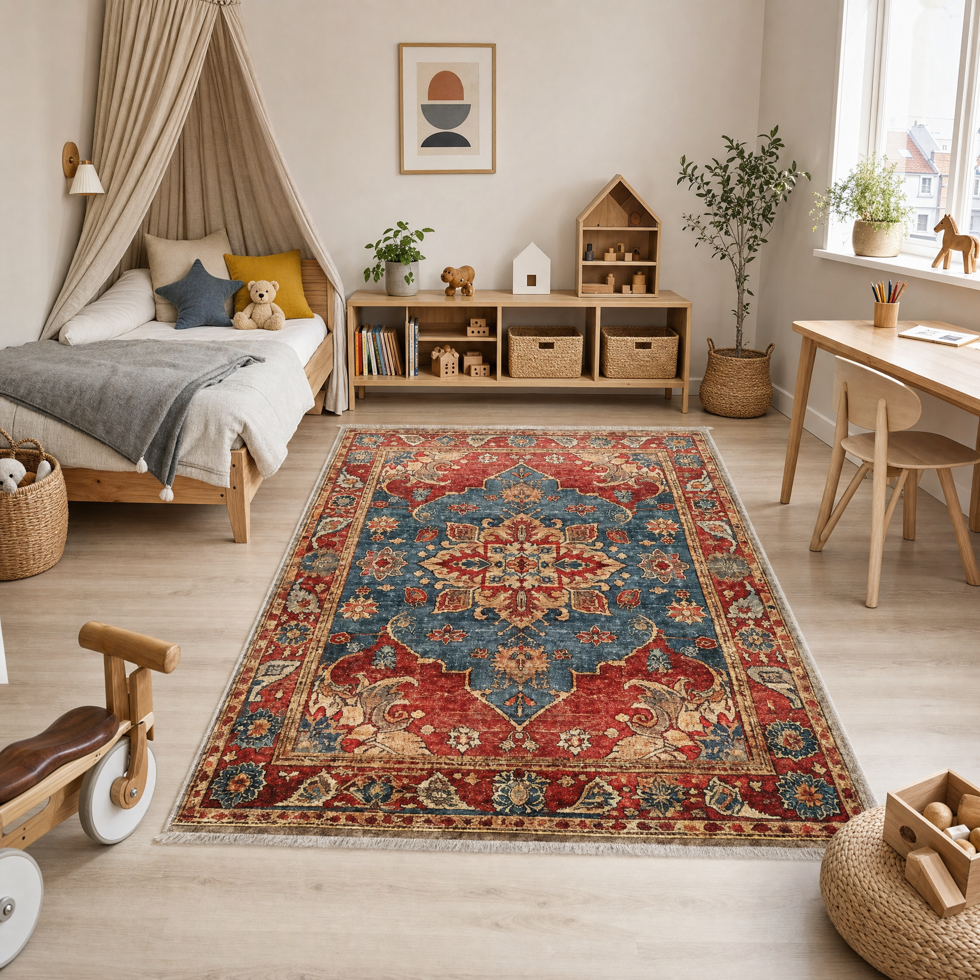 RW3033 washable chenille area rug, pet and kid friendly
