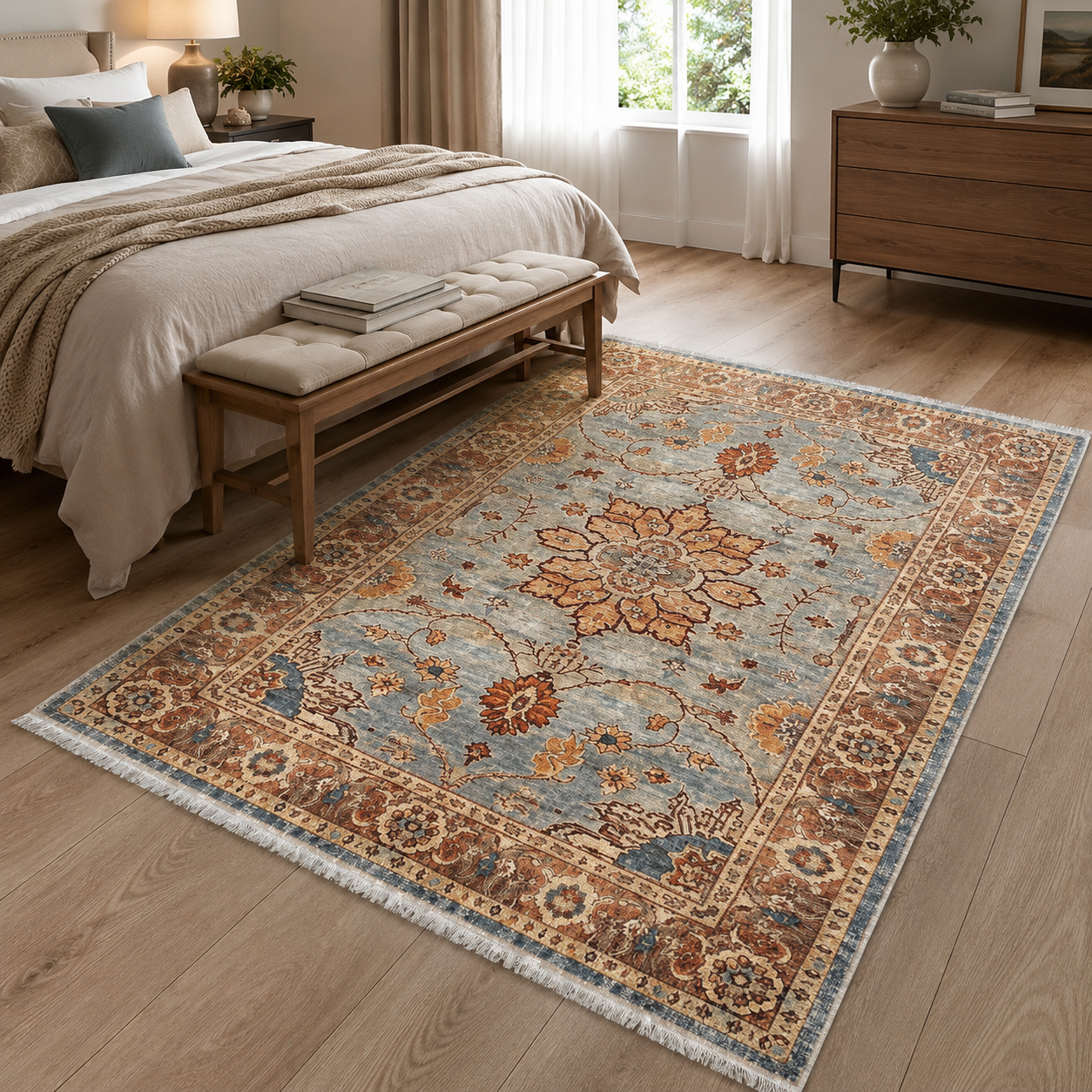 RW3034 washable chenille area rug, room scene