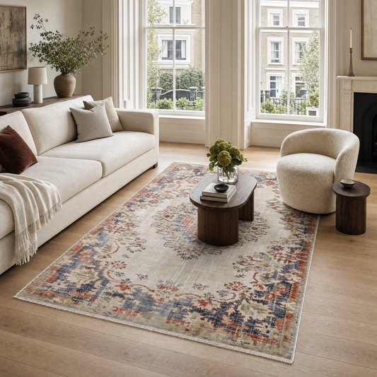 RW3035 washable chenille area rug in a modern living room