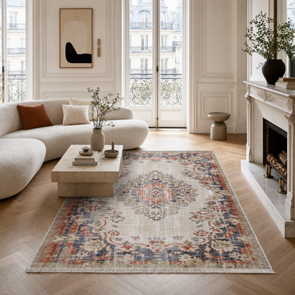 RW3035 washable chenille area rug in a modern living room