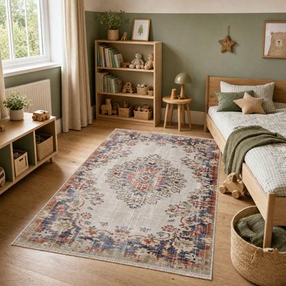 RW3035 washable chenille area rug, pet and kid friendly