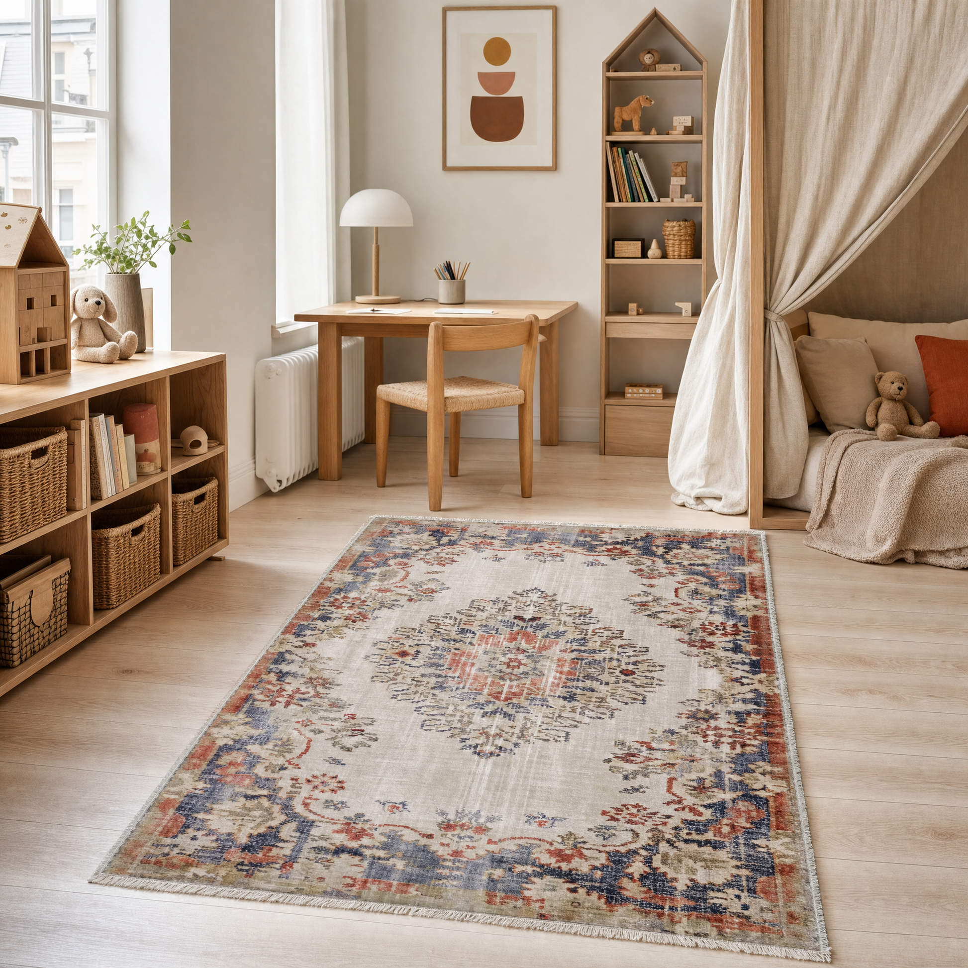RW3035 washable chenille area rug, pet and kid friendly