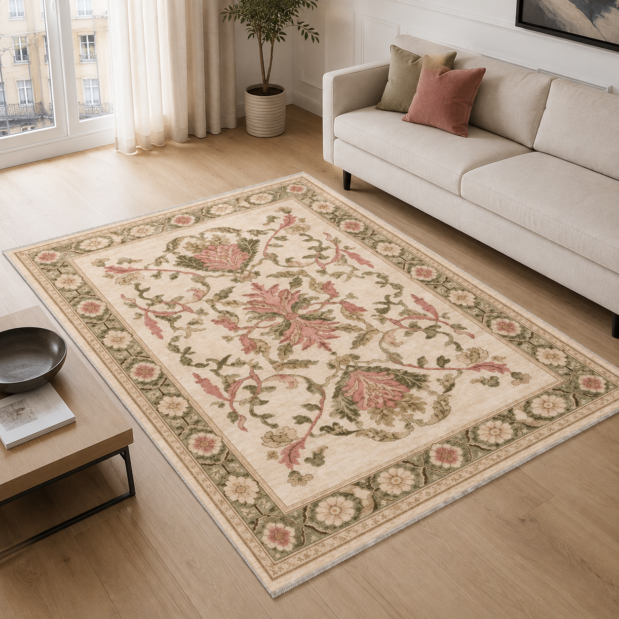 RW3036 washable chenille area rug, room scene