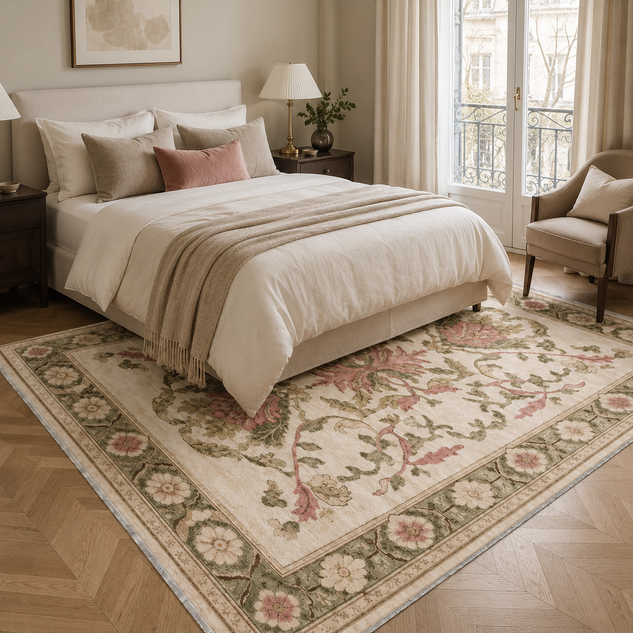 RW3036 washable chenille area rug, room scene