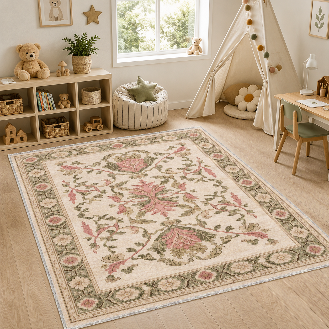 RW3036 washable chenille area rug, room scene