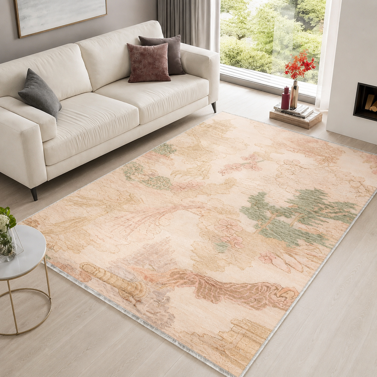 RW3037 washable chenille area rug, room scene