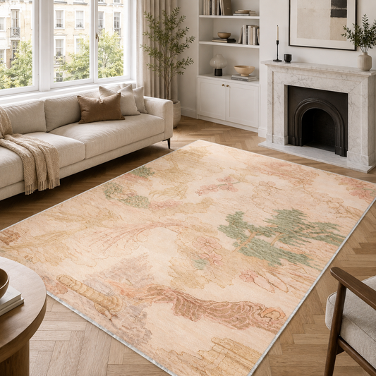 RW3037 washable chenille area rug, room scene