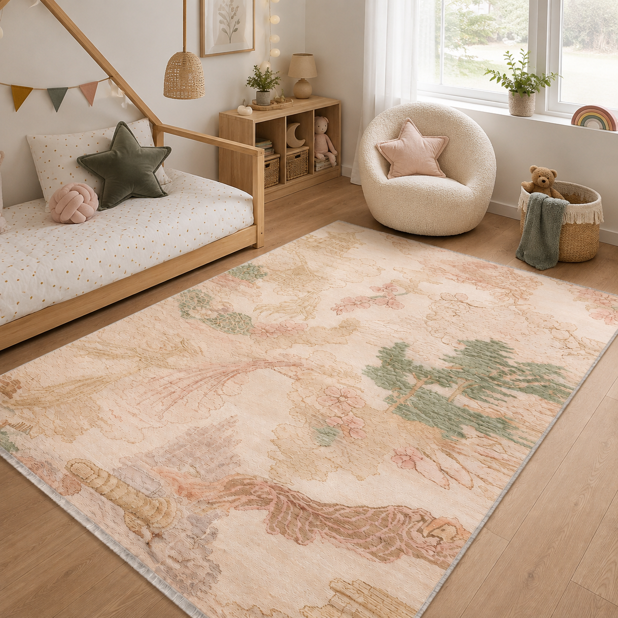 RW3037 washable chenille area rug, room scene