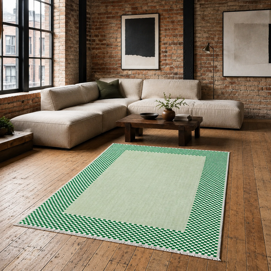 RW3047103 washable chenille area rug, room scene