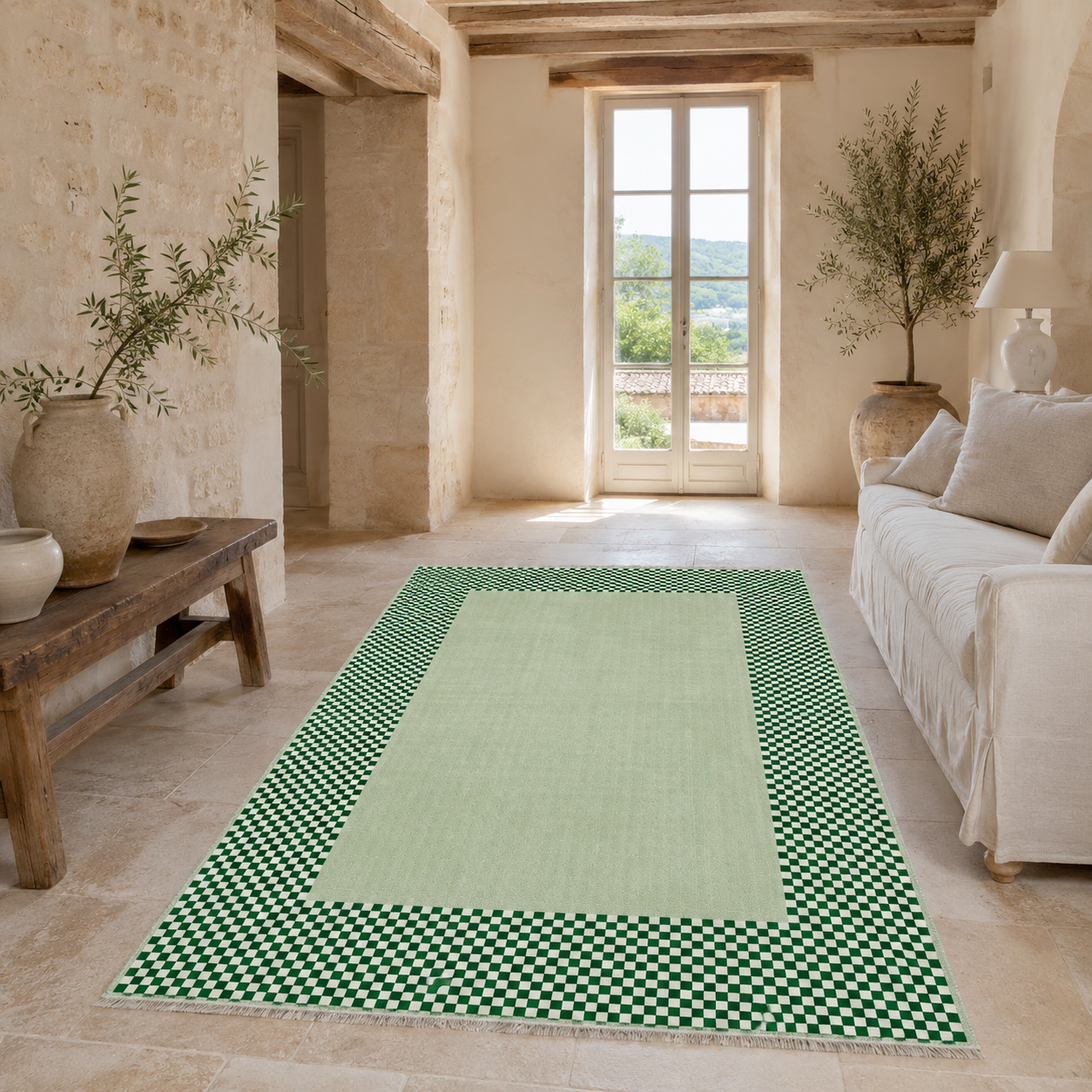 RW3047103 washable chenille area rug, room scene