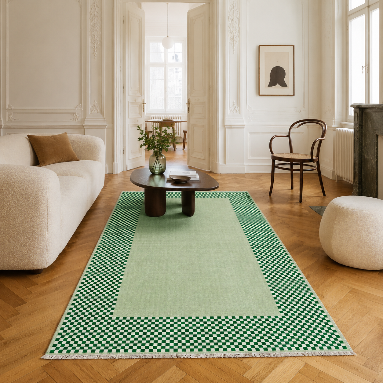 RW3047103 washable chenille area rug, room scene