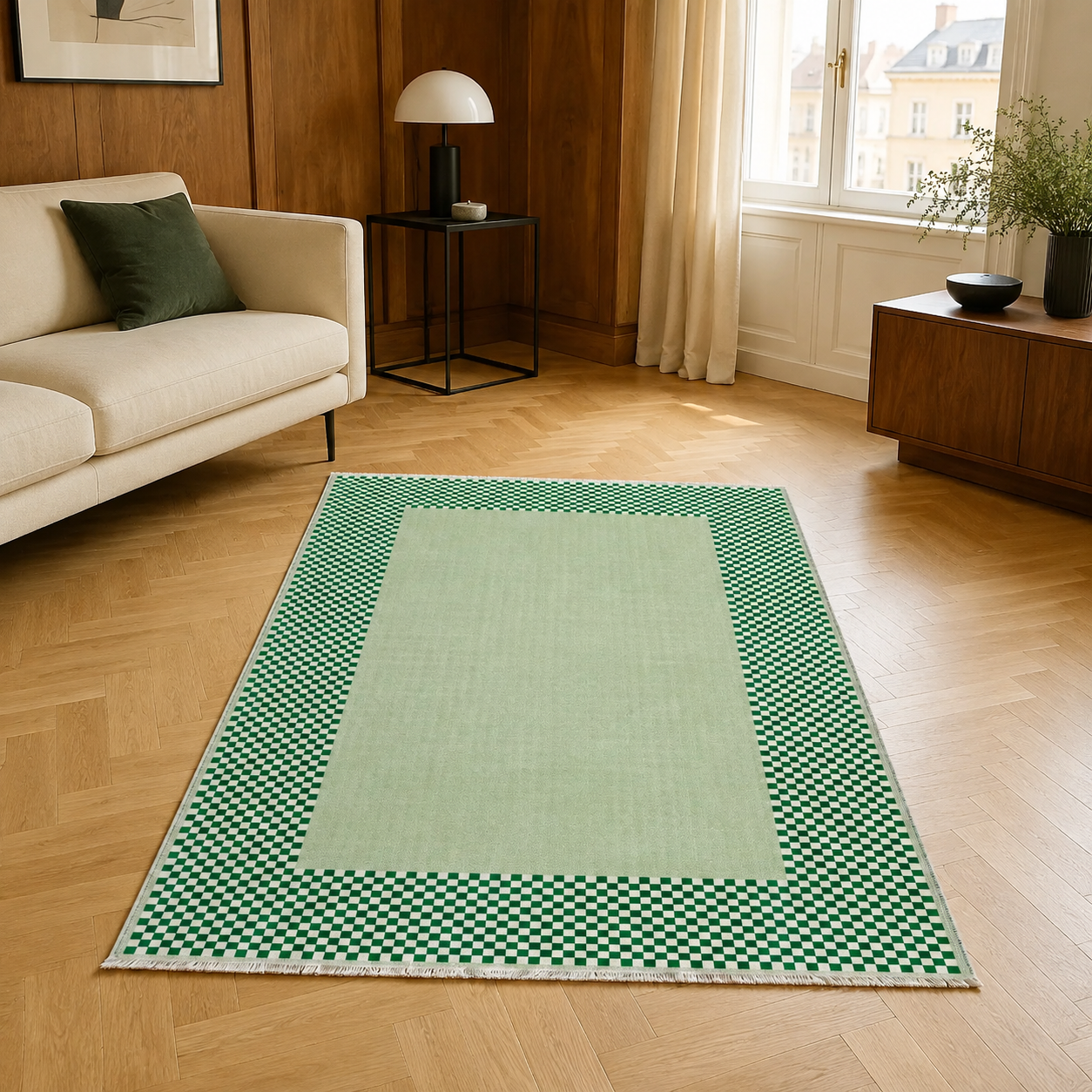RW3047103 washable chenille area rug, room scene