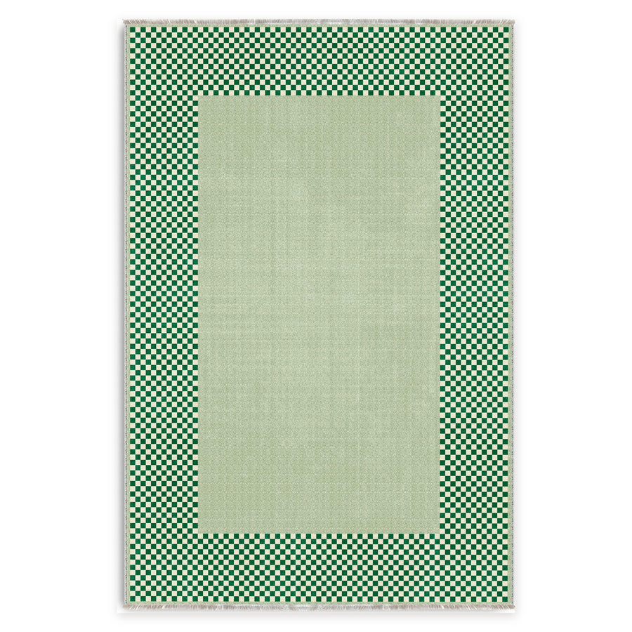 Homestead Geometry Muted Green Washable Rug