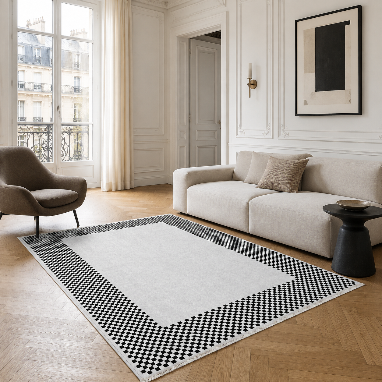 RW3047203 washable chenille area rug, room scene