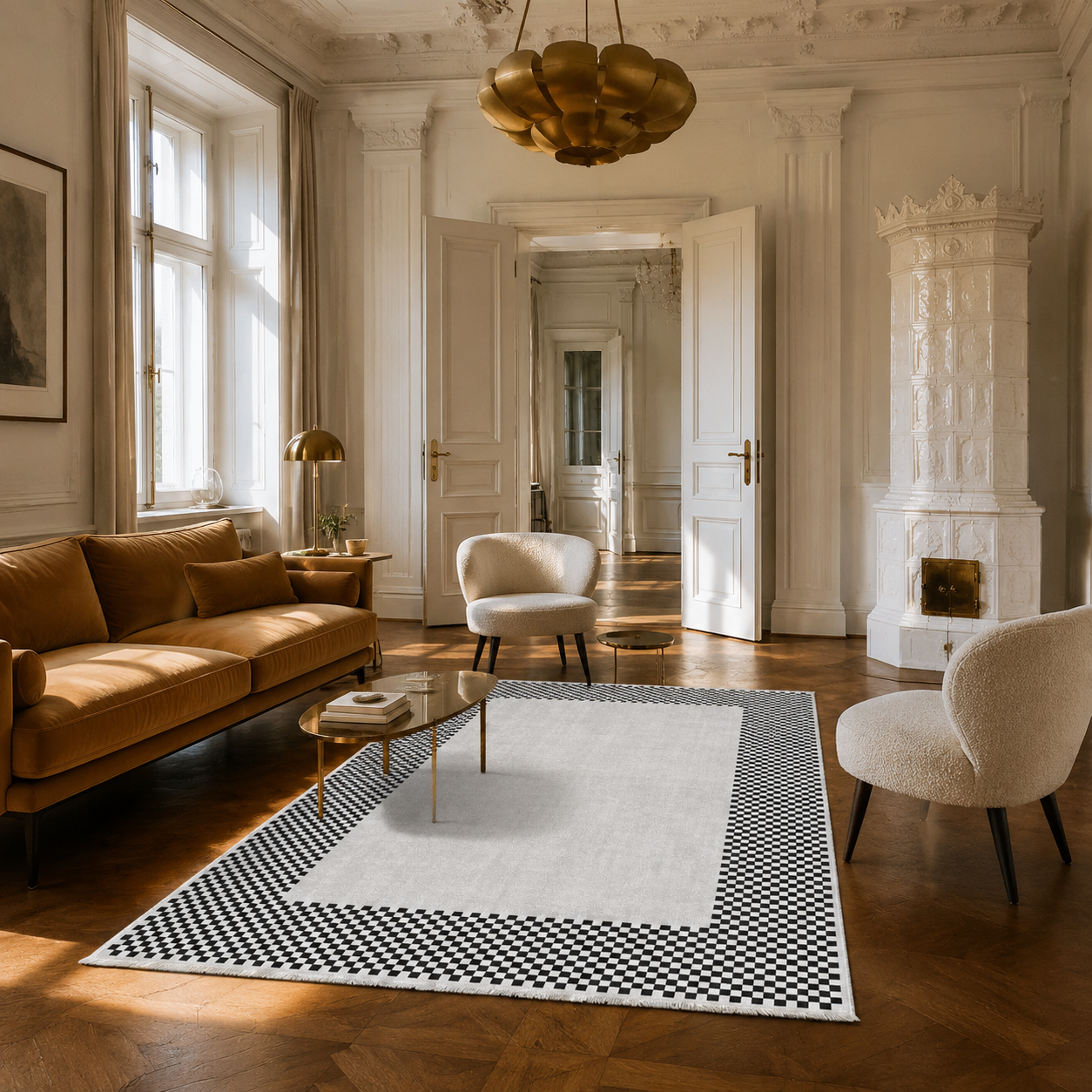 RW3047203 washable chenille area rug, room scene