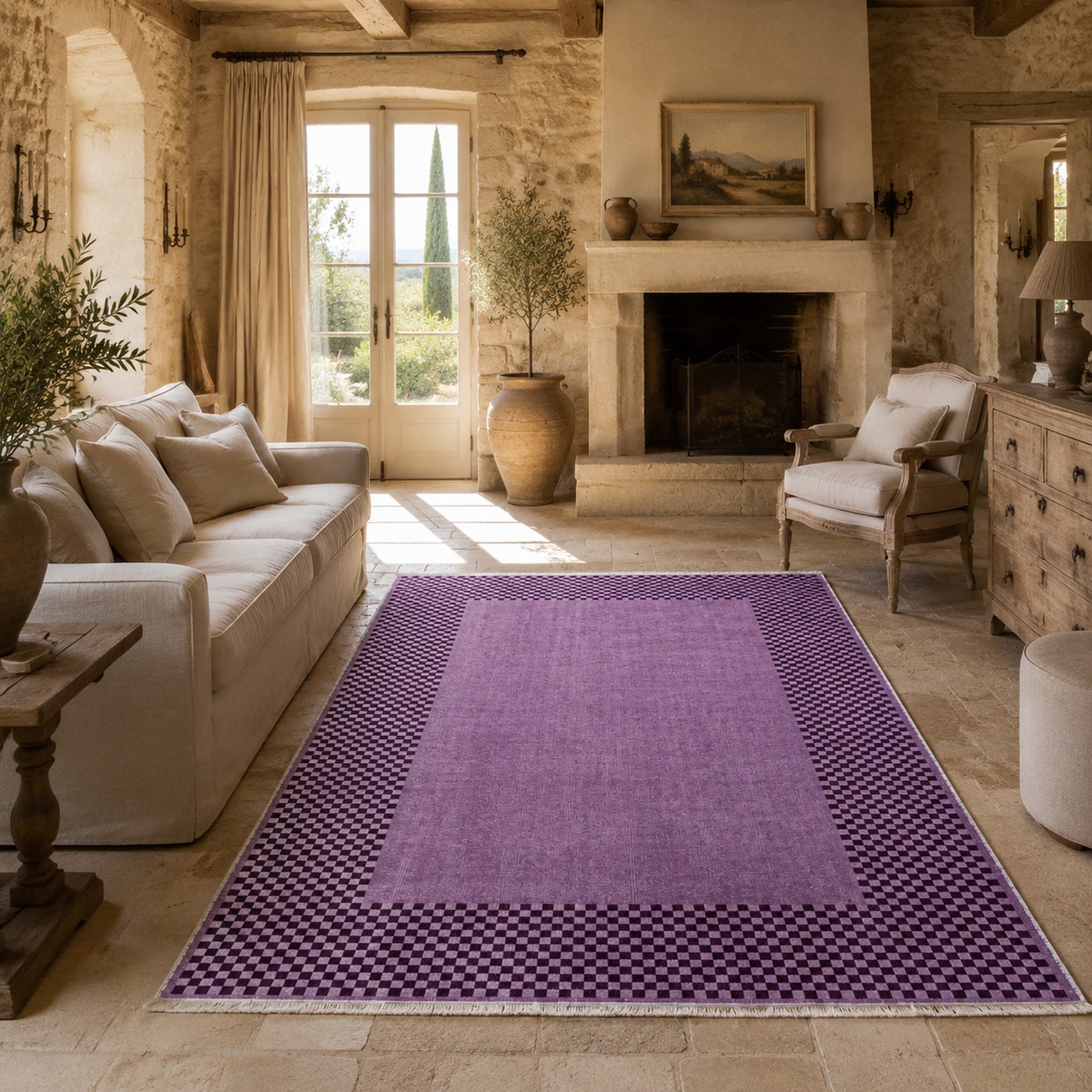 RW3047403 washable chenille area rug, room scene