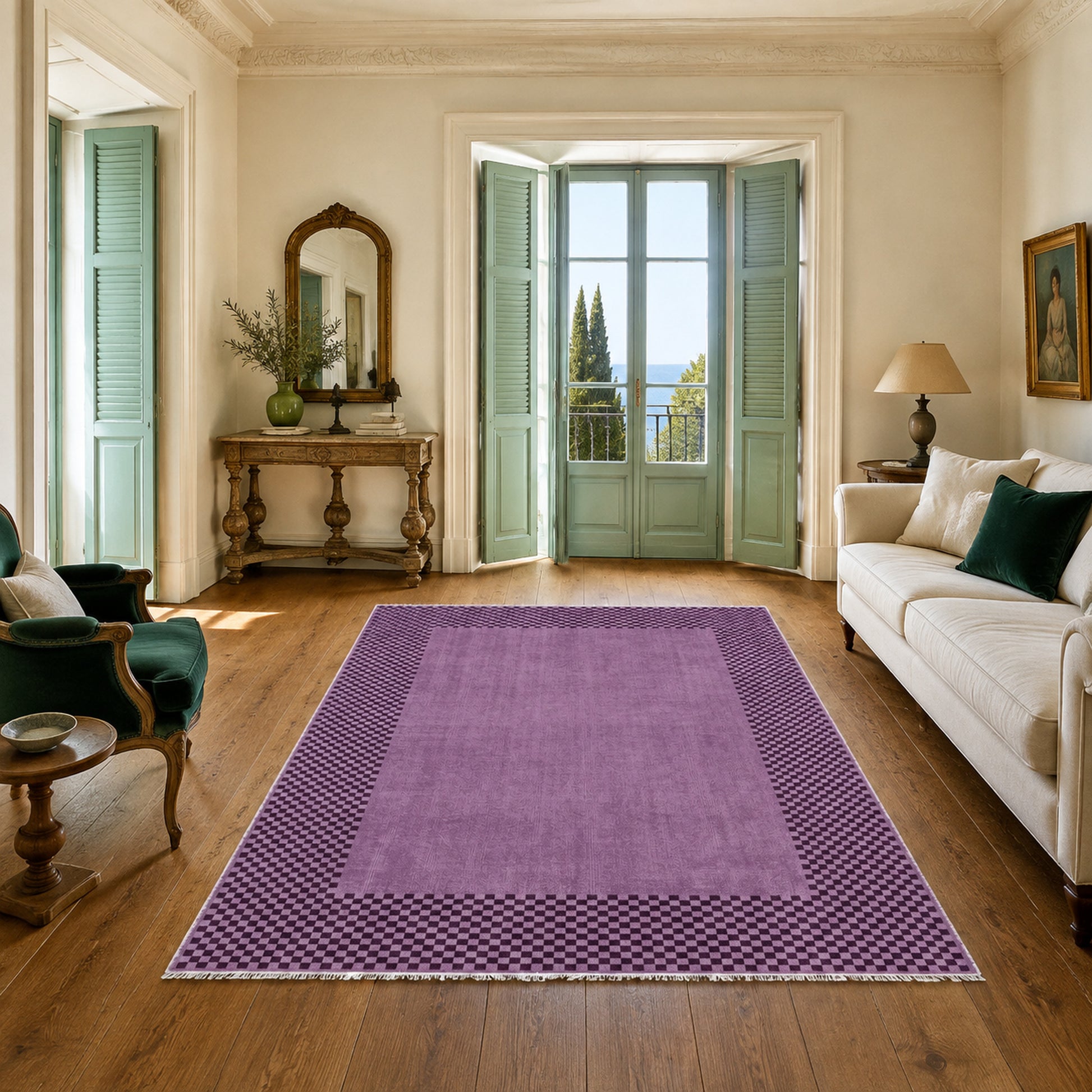 RW3047403 washable chenille area rug, room scene