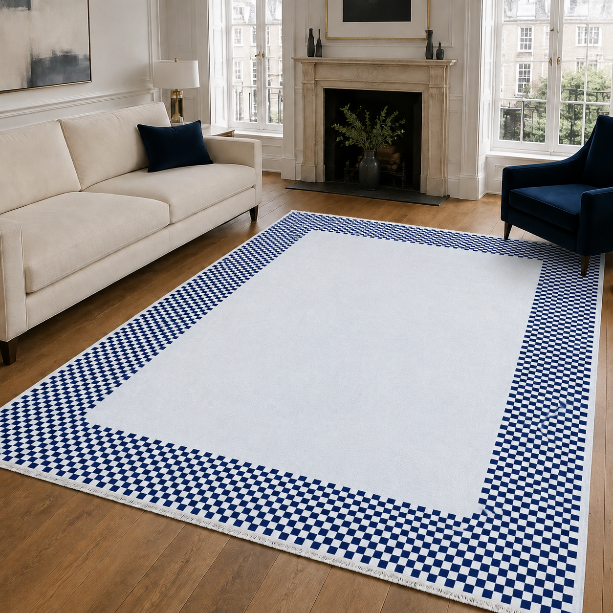RW3047503 washable chenille area rug, room scene