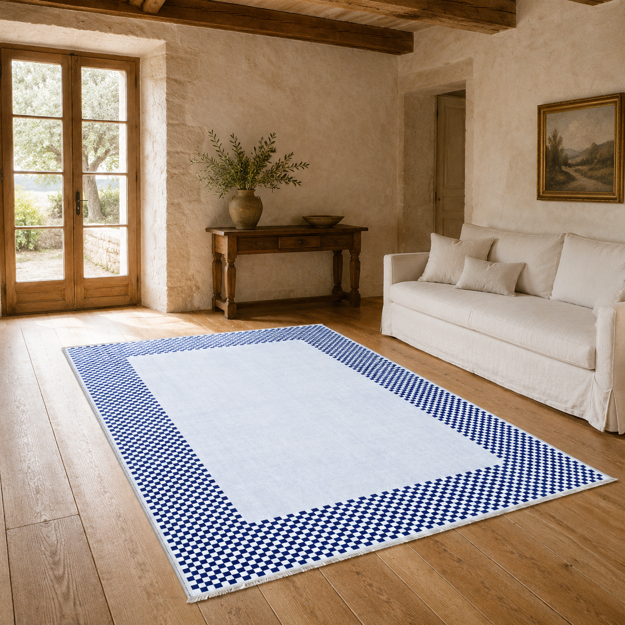 RW3047503 washable chenille area rug, room scene