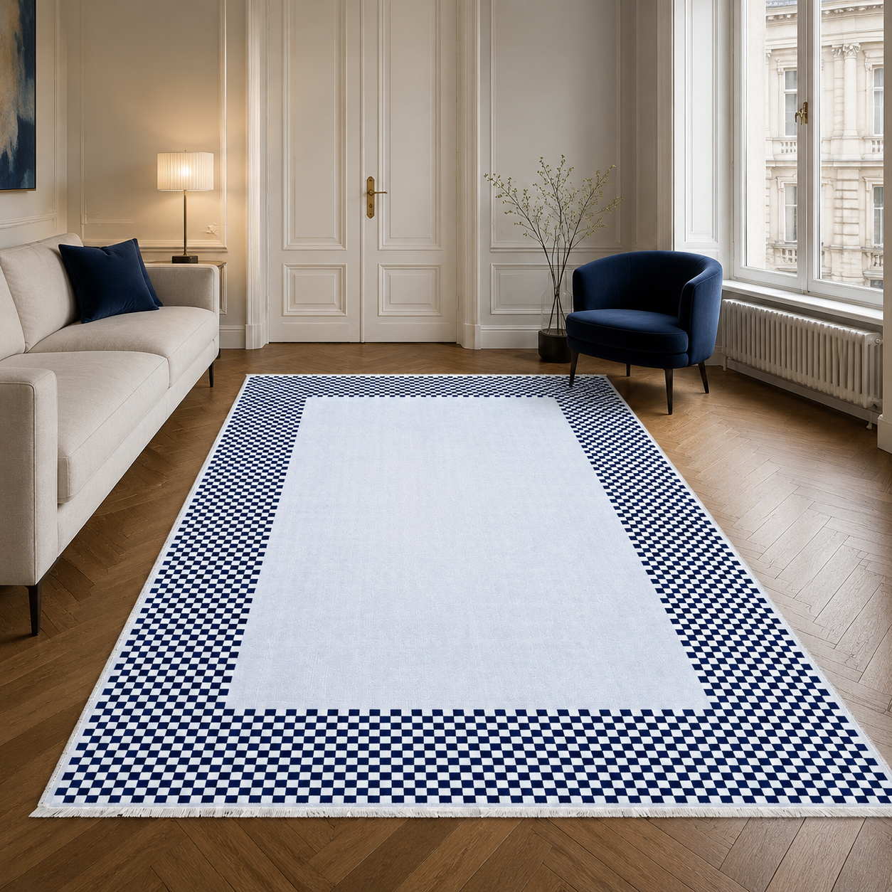 RW3047503 washable chenille area rug, room scene