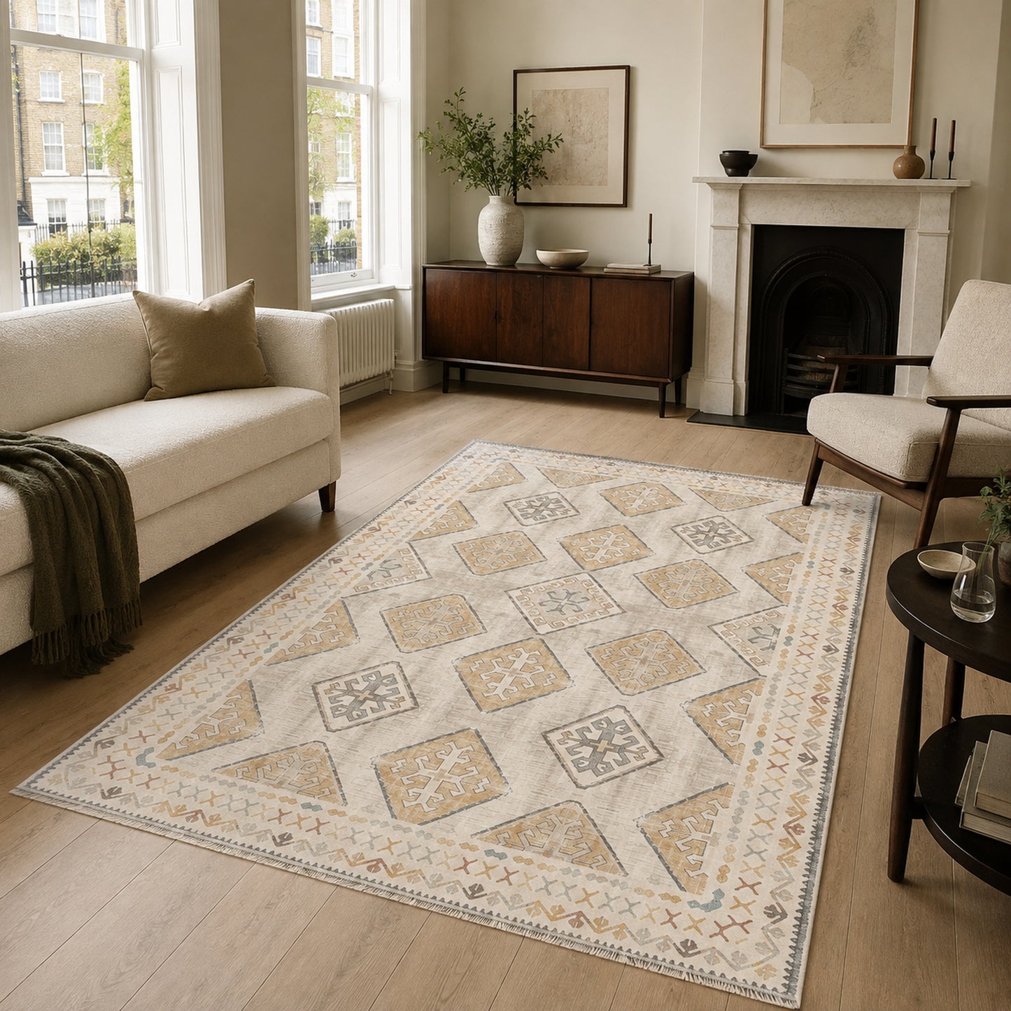 RW3048 washable chenille area rug, room scene