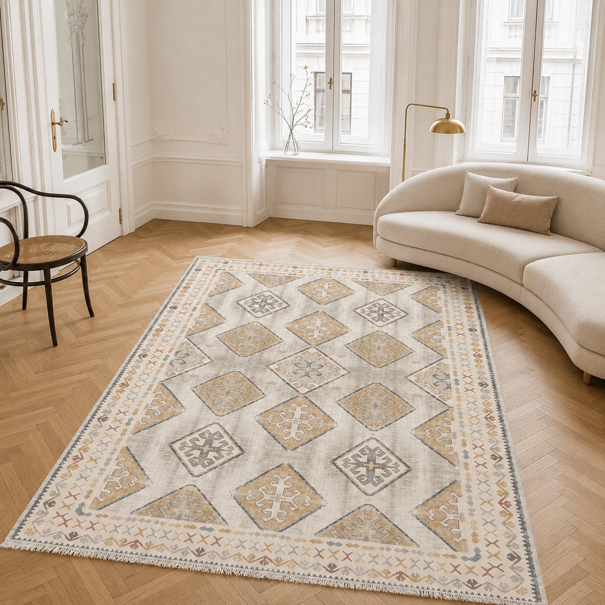 RW3048 washable chenille area rug, room scene