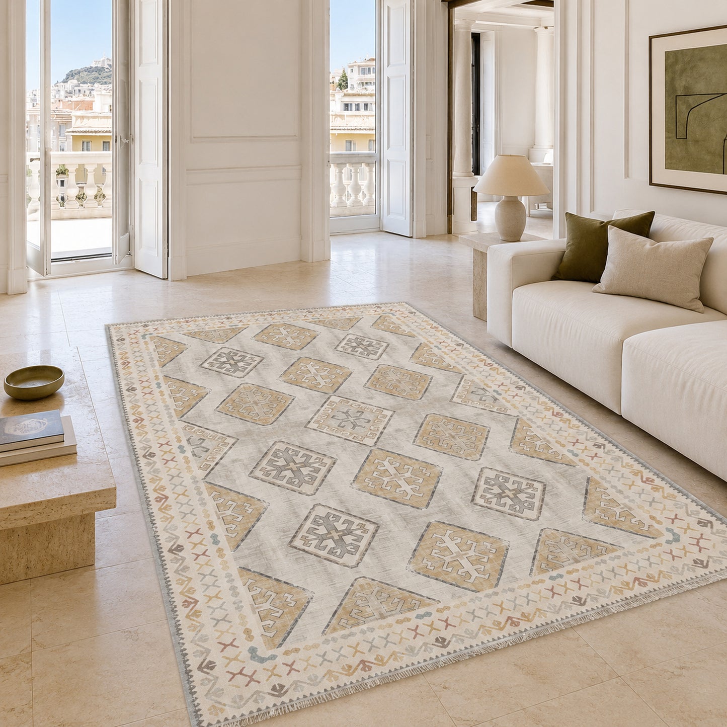 RW3048 washable chenille area rug, room scene