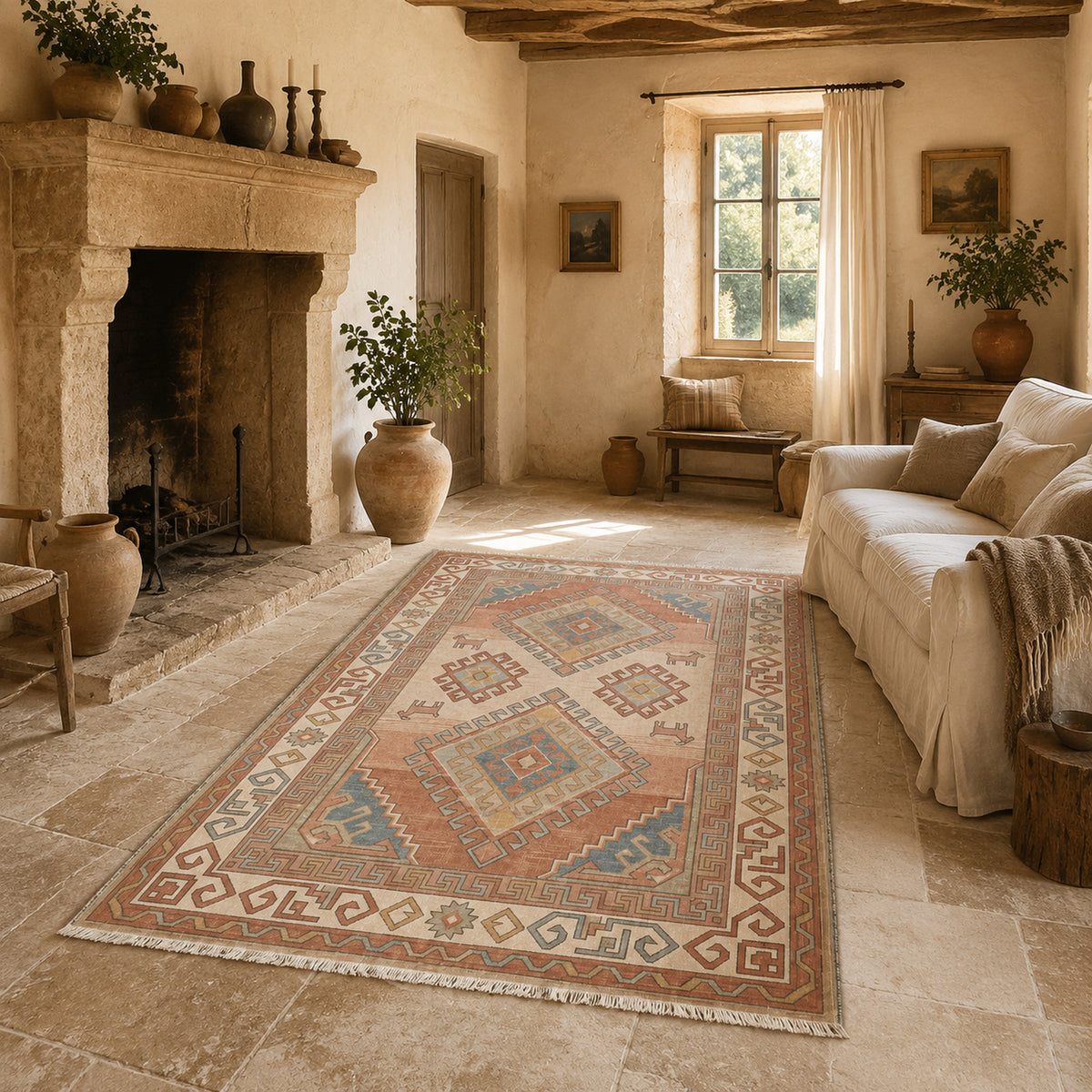 RW3049 washable chenille area rug, room scene