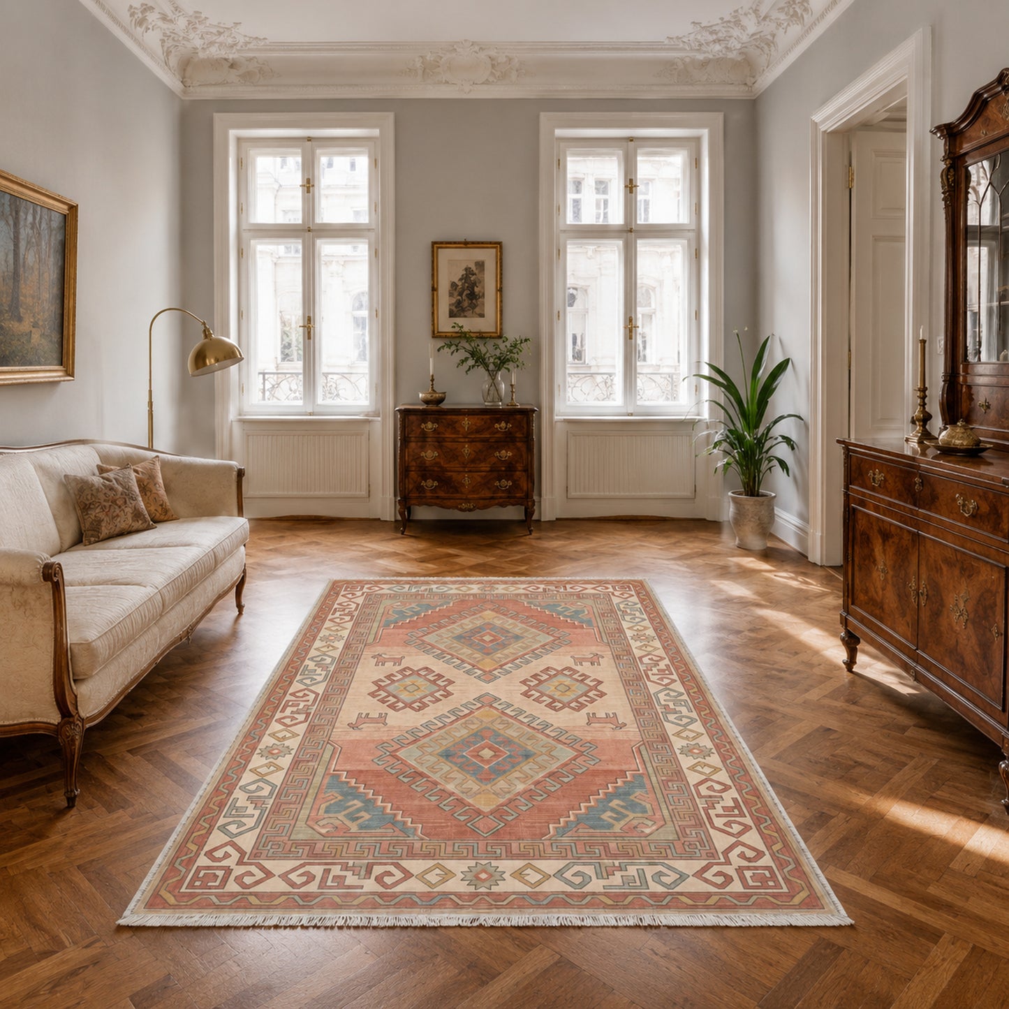 RW3049 washable chenille area rug, room scene