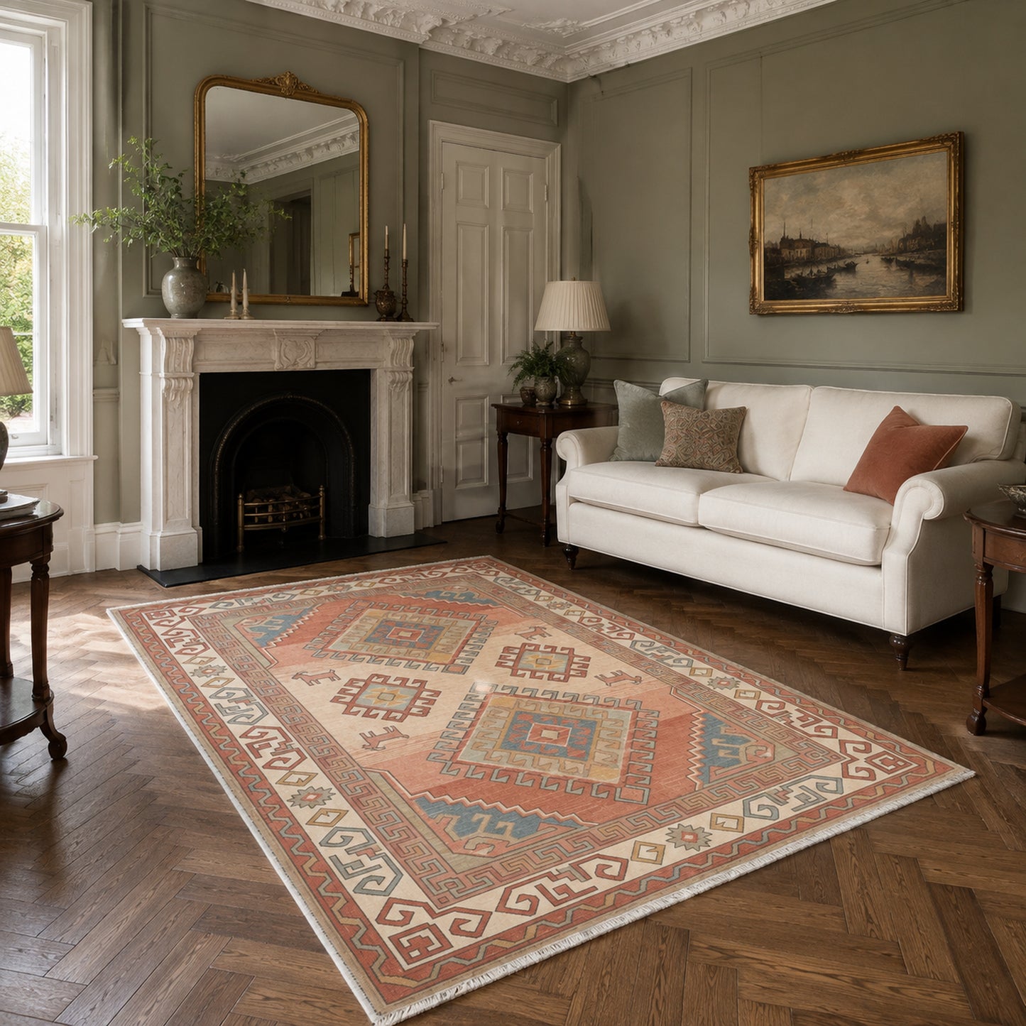 RW30490310 washable chenille area rug, room scene