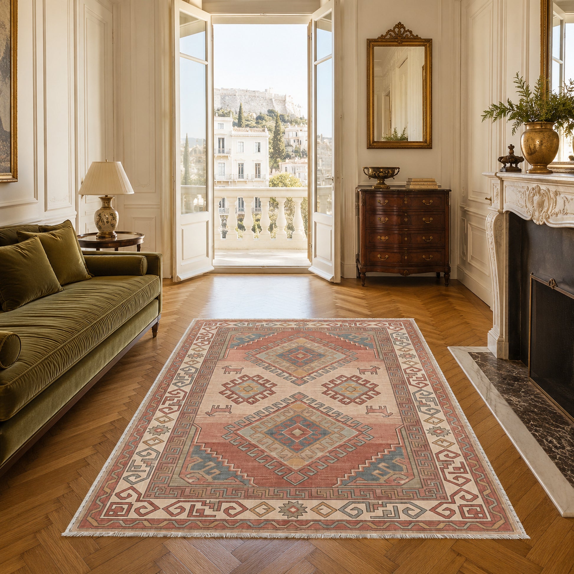 RW30490310 washable chenille area rug, room scene