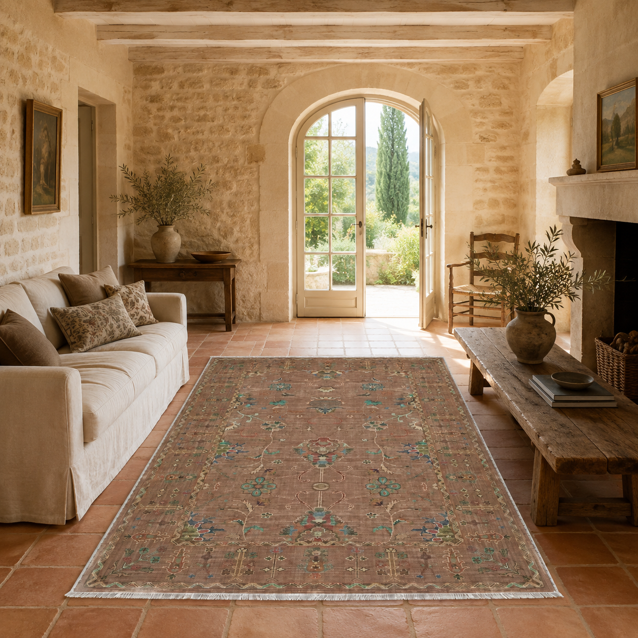 RW3051 washable chenille area rug, room scene