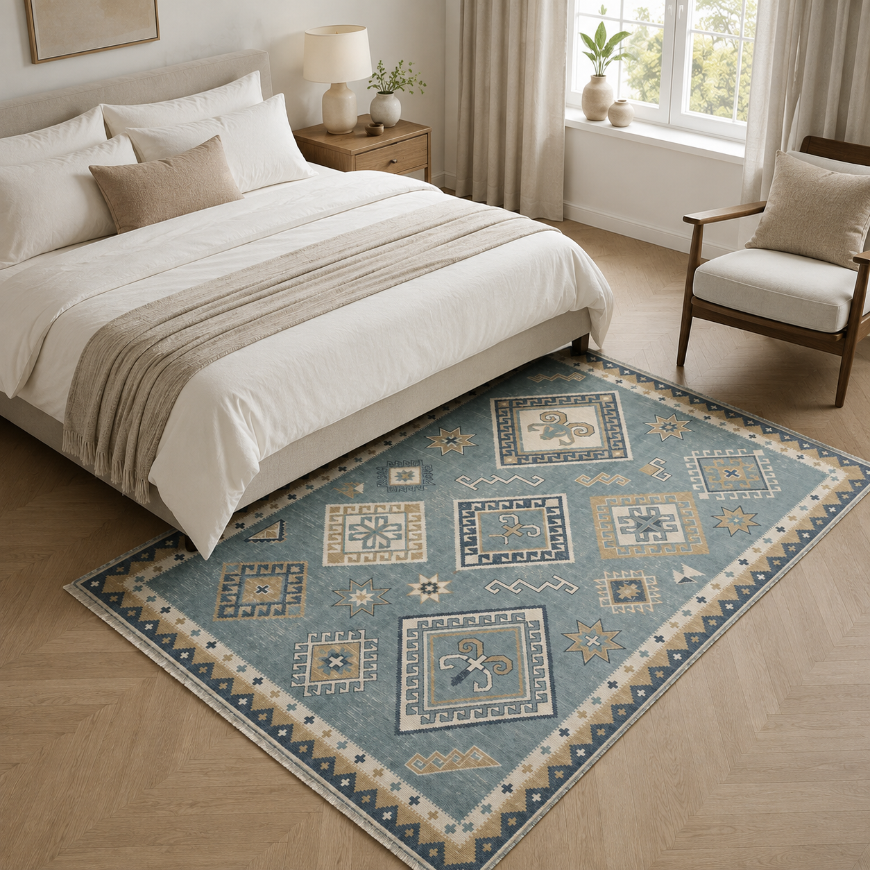 RW3054 washable chenille area rug, room scene