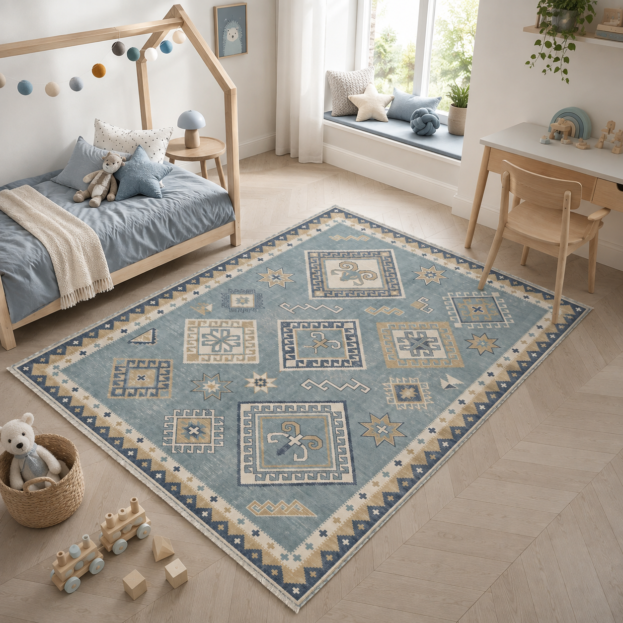 RW3054 washable chenille area rug, room scene