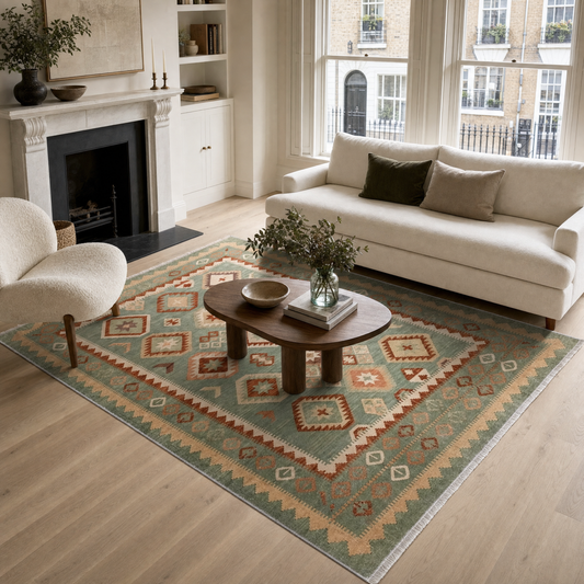 RW3055 washable chenille area rug in a modern living room