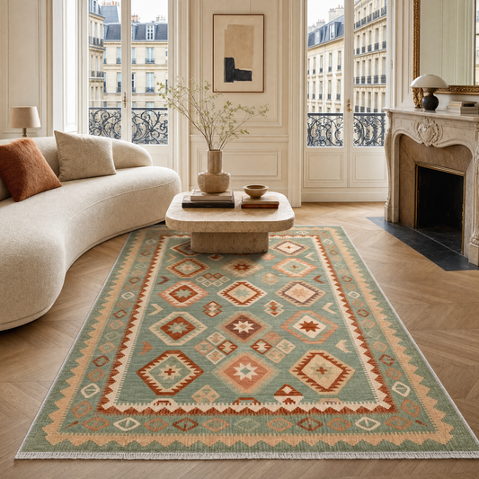 RW3055 washable chenille area rug in a modern living room