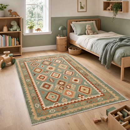 RW3055 washable chenille area rug, pet and kid friendly