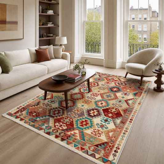 RW3056 washable chenille area rug in a modern living room