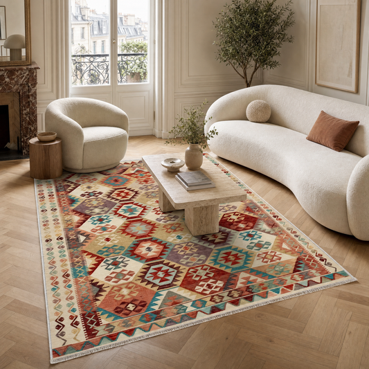 RW3056 washable chenille area rug in a modern living room