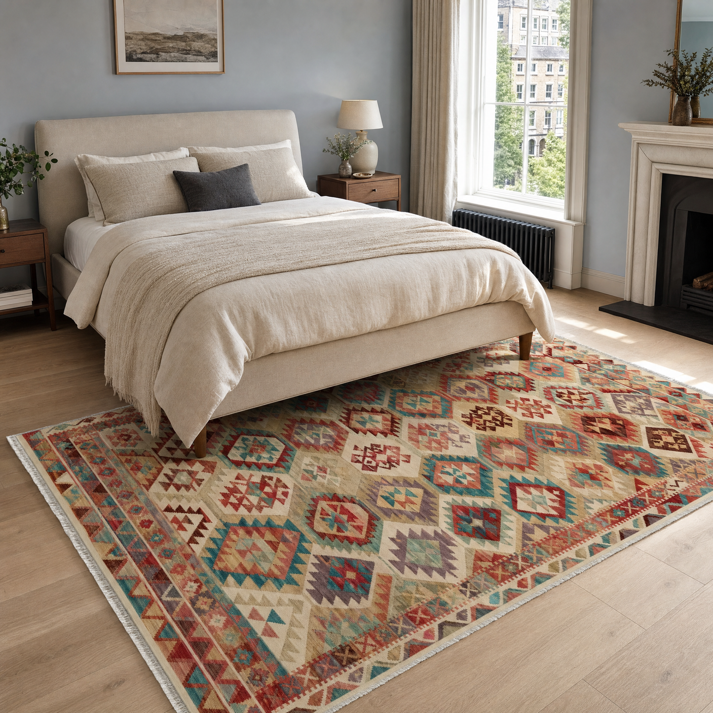 RW3056 washable area rug in a modern bedroom