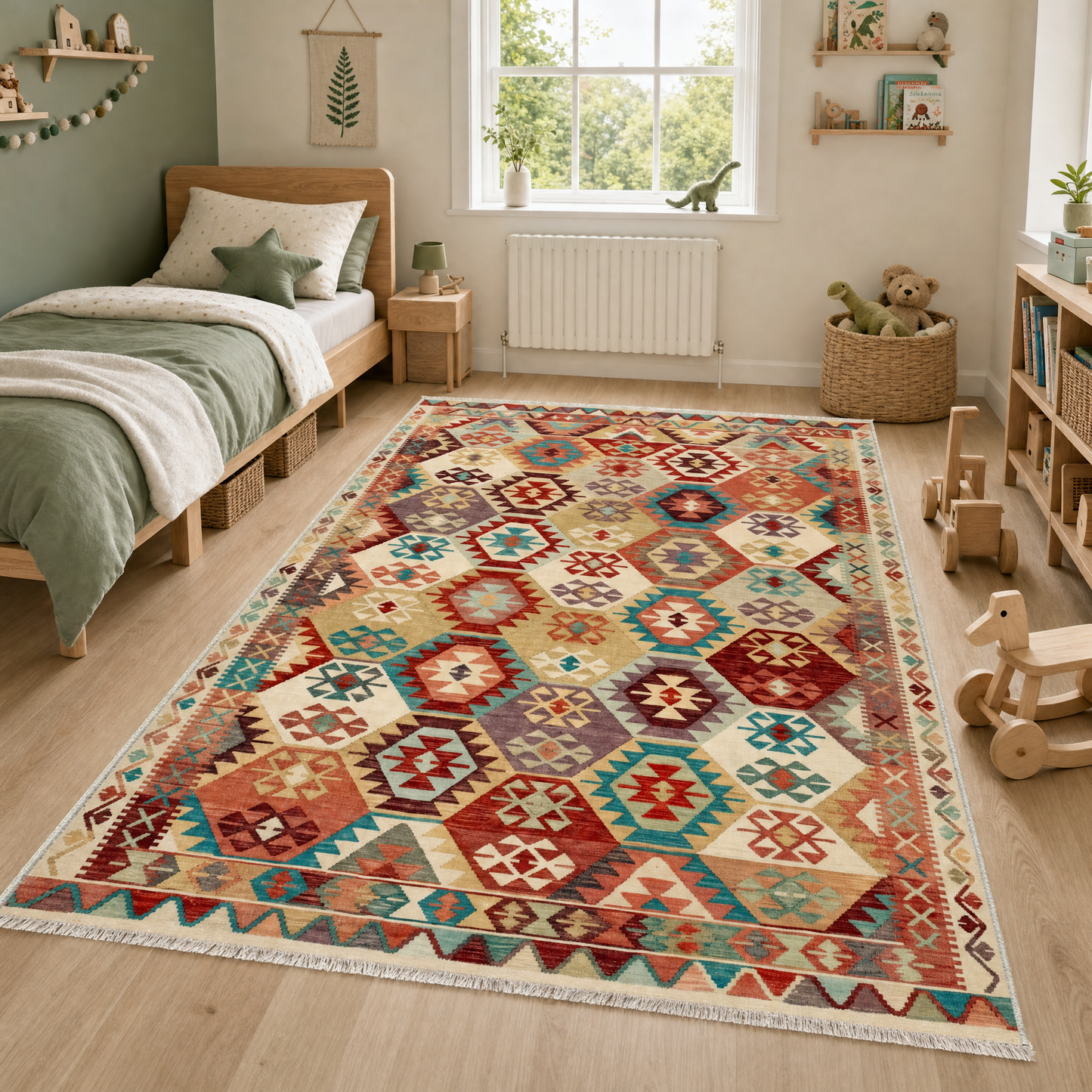RW3056 washable chenille area rug, pet and kid friendly