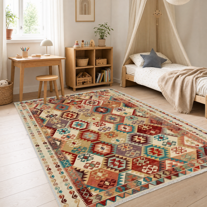 RW3056 washable chenille area rug, pet and kid friendly