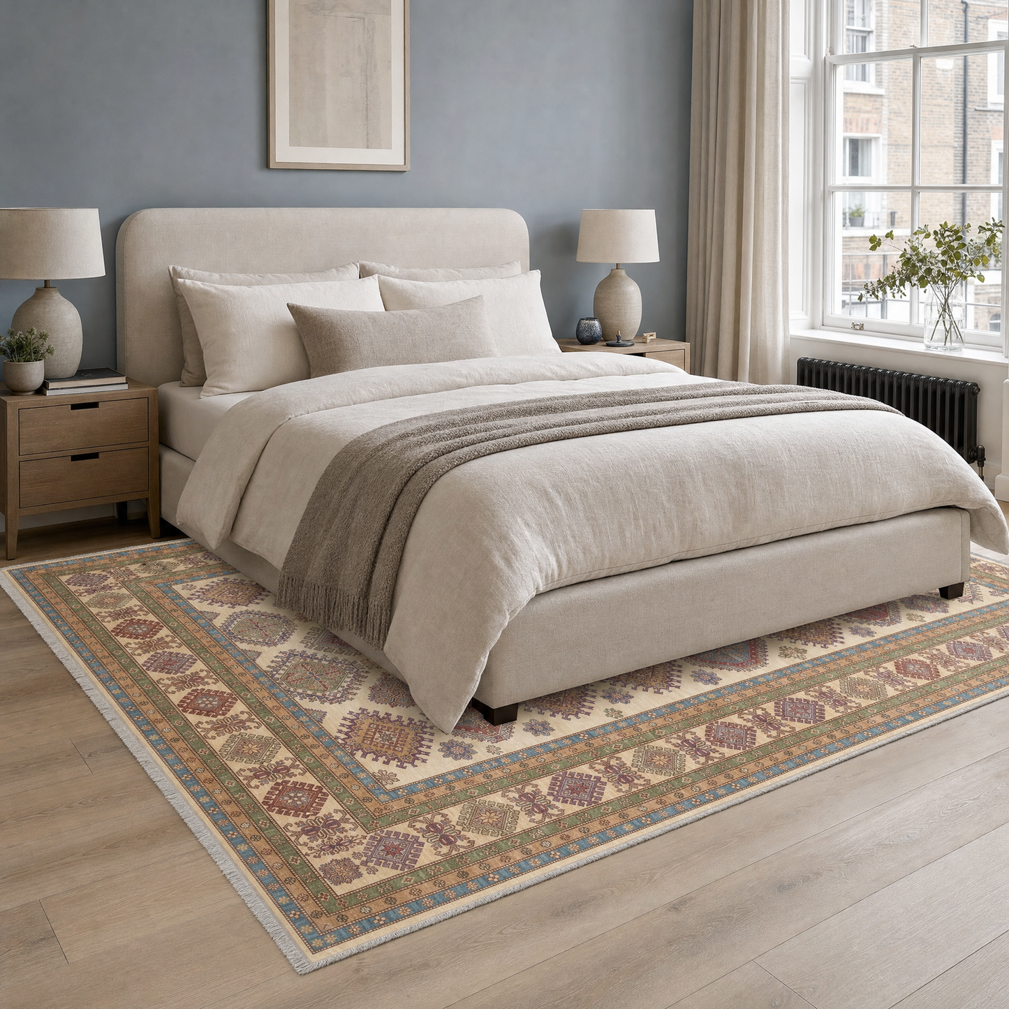 RW3057 washable area rug in a modern bedroom