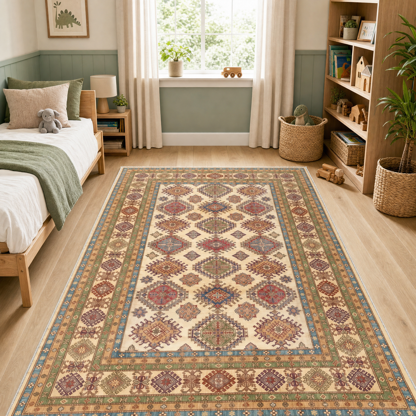 RW3057 washable chenille area rug, pet and kid friendly