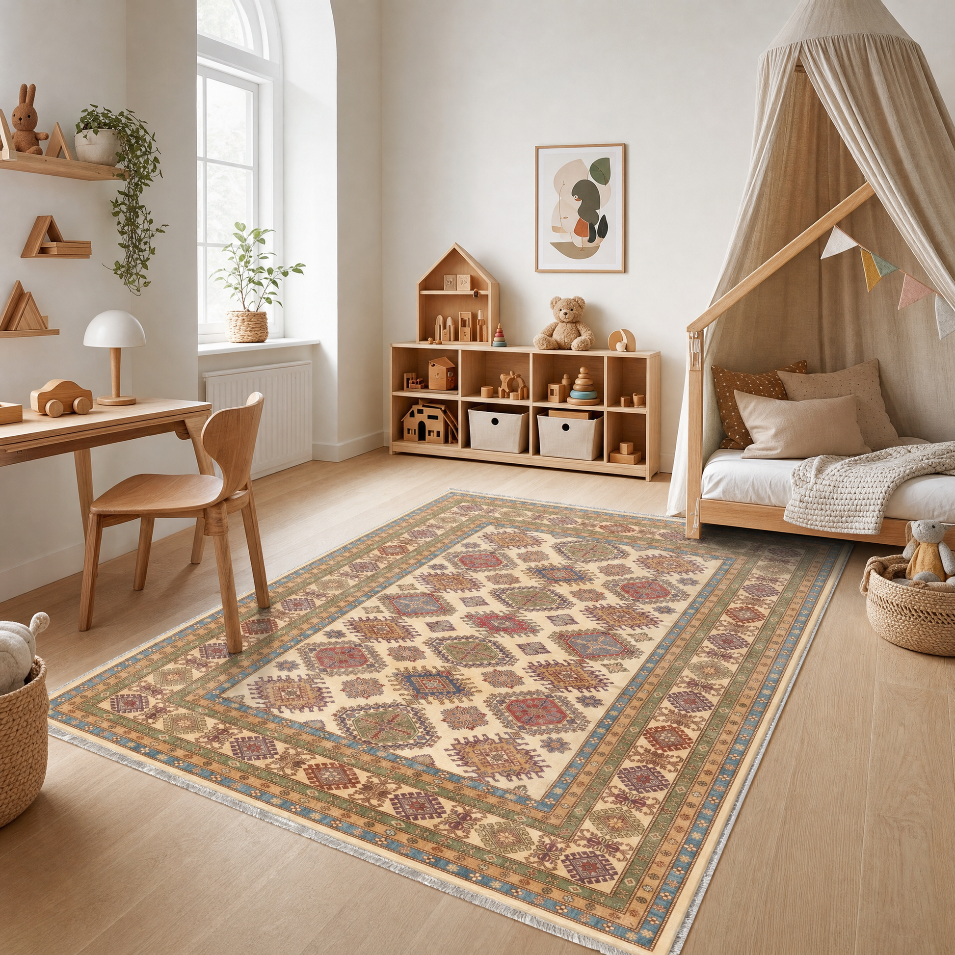 RW3057 washable chenille area rug, pet and kid friendly