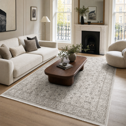 RW3058 washable chenille area rug in a modern living room